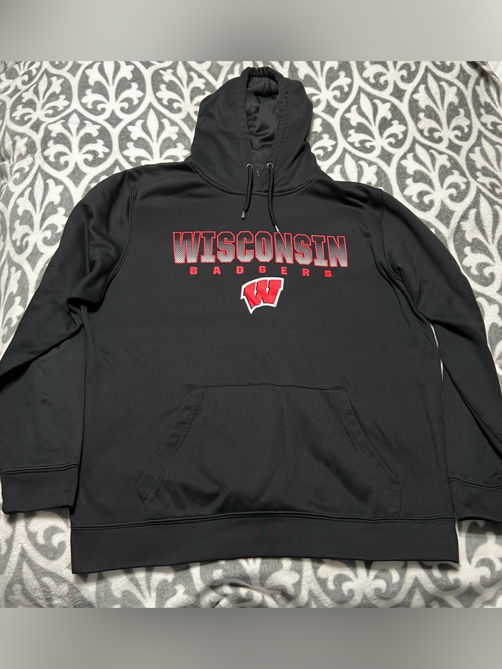 Colosseum Wisconsin Badgers Team Logo Black Sweatshirt Hoodie Size Large